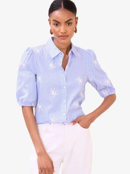 Lipsy Bluză albastru deschis alb