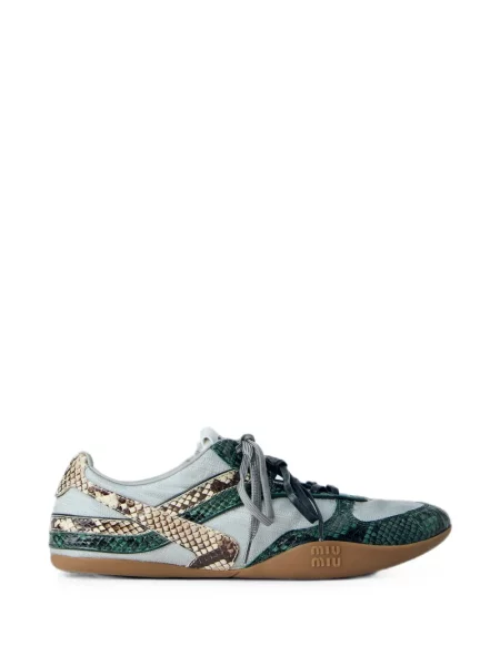 Sneakerși Miu Miu cu șireturi din dantelă verde