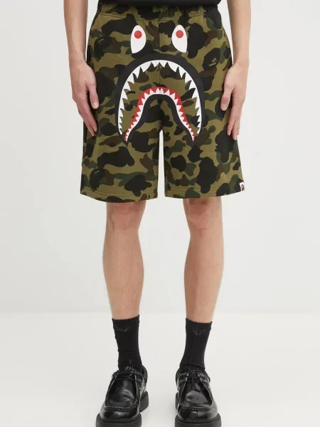 A Bathing Ape pantaloni scurti din Camo Shark verde