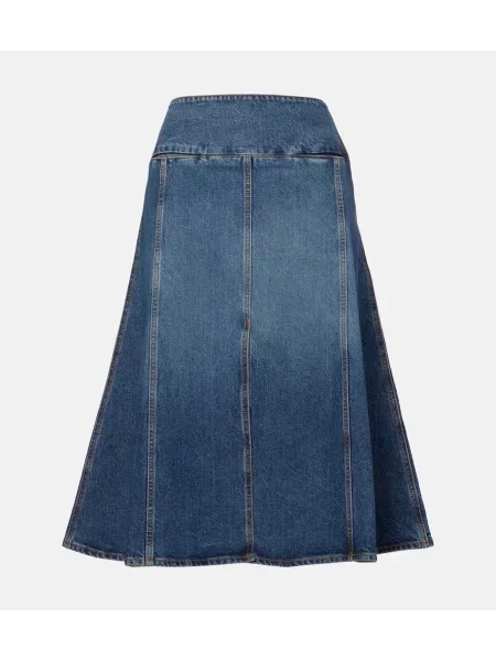 Fustă din denim Alaïa până la genunchi albastru