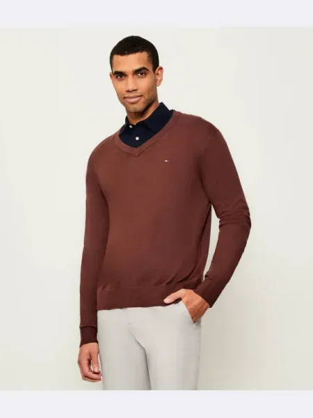 Tommy Hilfiger Pulover cu adaos de cașmir maro