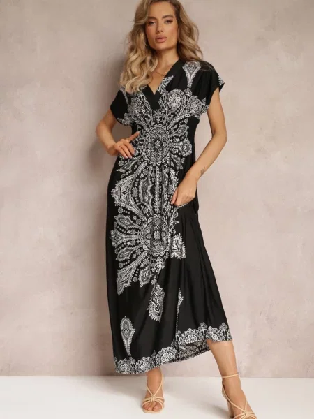 Sukienka Maxi w Etniczny Wzór Josanie czarna