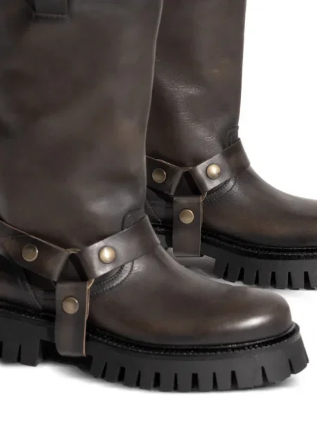 Δερμάτινα μποτάκια Golden Goose με αγκράφα chunky χρυσό