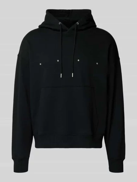 Bluza z kapturem o kroju relaxed fit z czystej bawełny model ‘DOLAND’ Hugo czarna
