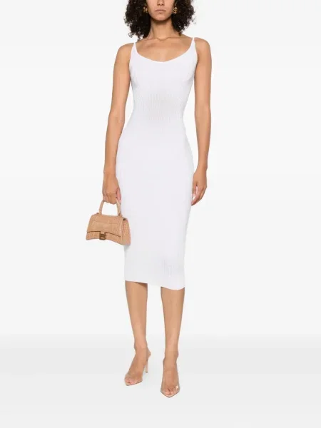 Rochie midi Mugler până la genunchi de costum alb