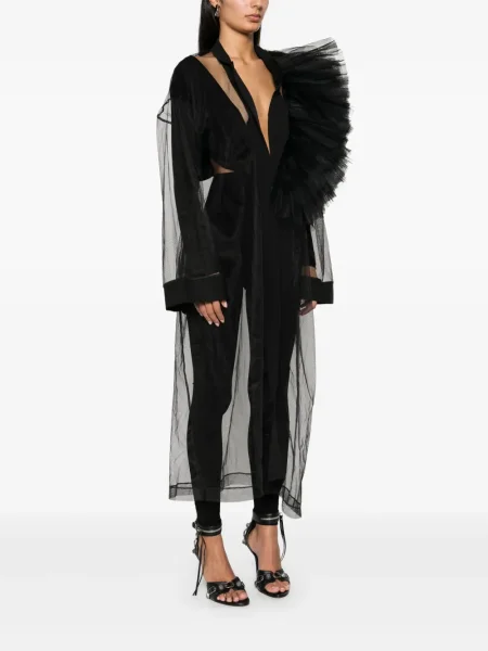 Palton Alchemy cu volane negru