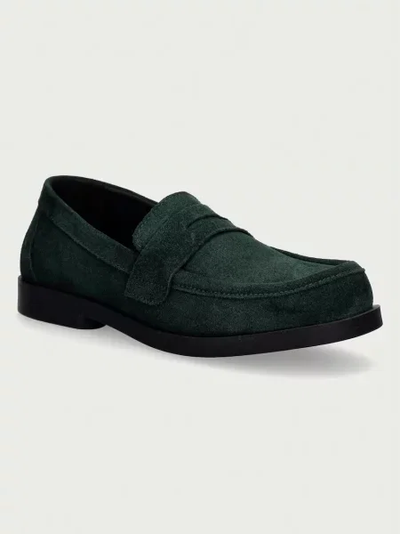 Fly London loafers slip-on pentru femei din piele întoarsă verde