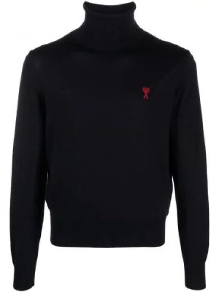 Golf Ami Paris z wełny merino w serca niebieski