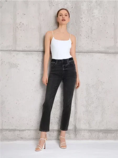 Джинси straight із середньою посадкою чорний