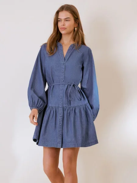 Friends Like These Rochie tip bluză denim albastru