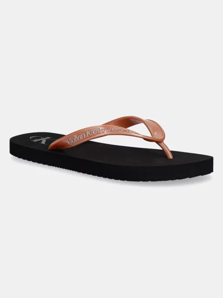 Джапанки Calvin Klein Jeans BEACH SANDAL MONOLOGO TPU с равна подметка оранжево