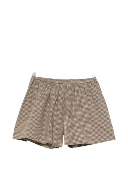 Pantaloni scurți Enza Costa în carouri maro