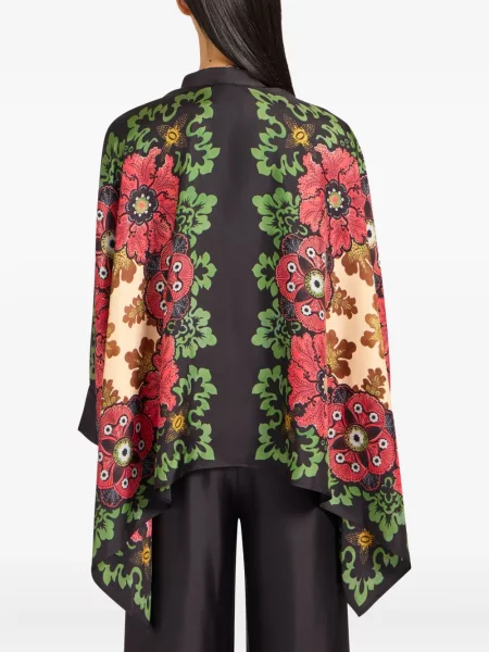 Bluză La Doublej cu model floral cu imagine maro