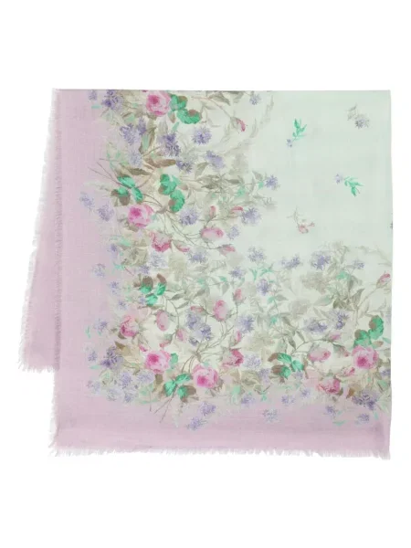 Fular La Doublej cu model floral cu imagine verde