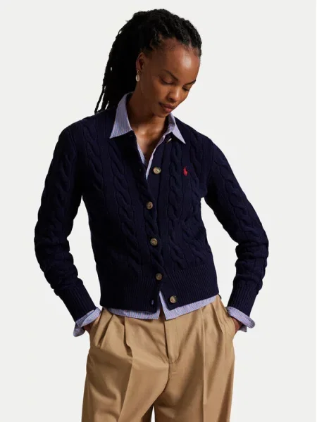 Polo Ralph Lauren Kardigan z zawartością kaszmiru Kobiety Kaszmir niebieski jednolity S granatowy