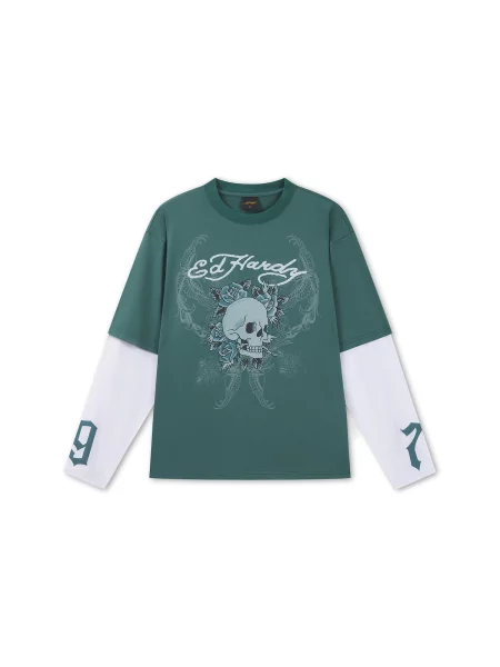 Ed Hardy Tricou Skull verde mentă / verde jad / negru alb