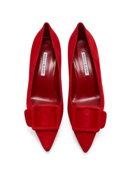Pantofi cu toc Manolo Blahnik din piele de căprioară roșu