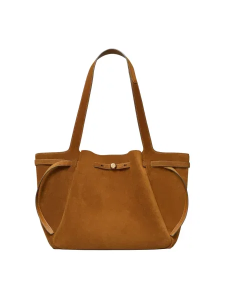 Shopperka Tory Burch zamszowa beżowa