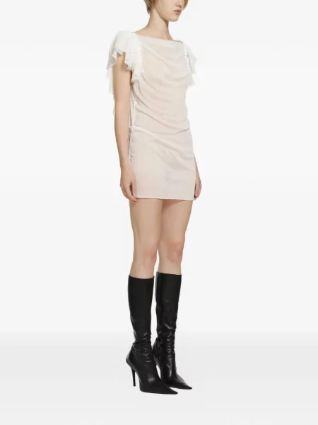 Rochie mini Daisy cu volane drapată alb