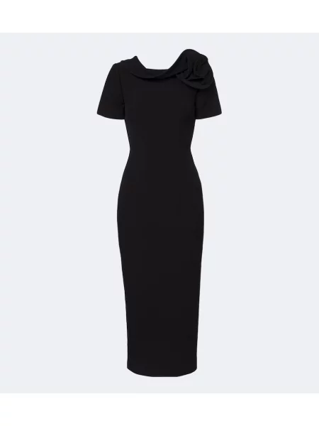 Rochie midi Roland Mouret cu model floral cu aplicații negru