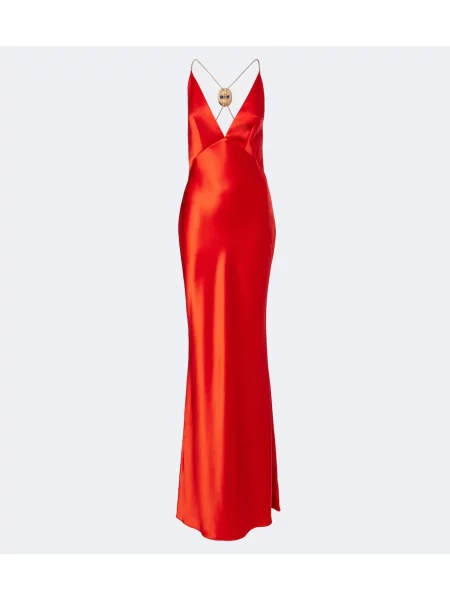 Rochie Retrofete din satin roșu