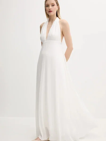 Answear Lab rochie maxi evazati alb