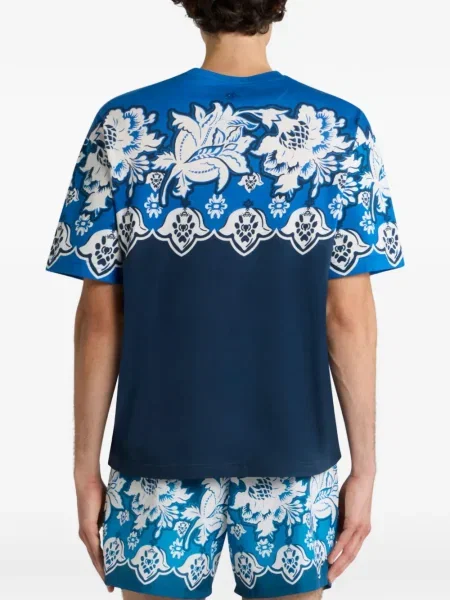 Tricou Etro cu model floral cu imagine albastru