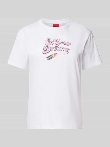 T-shirt z okrągłym dekoltem model ‘Damacia’ Boss biała