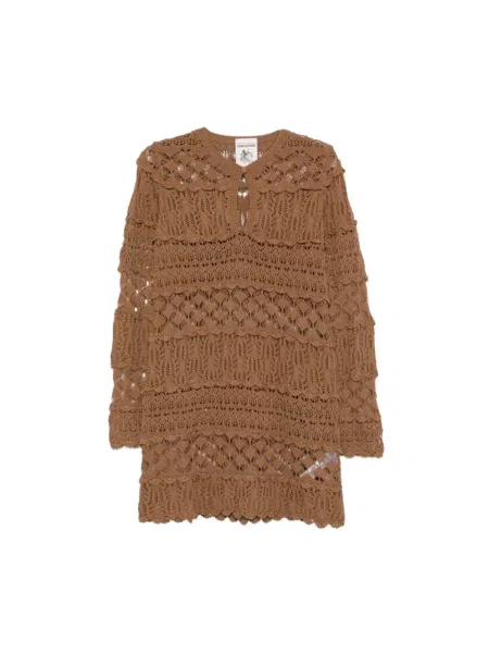 Mała mały sukienka mini Semicouture z falbankami beżowa