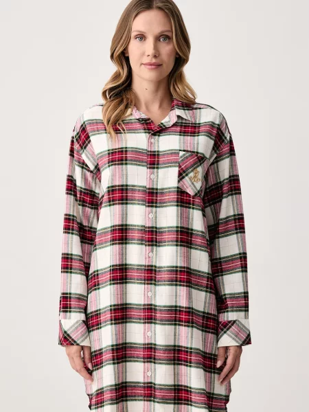 Lauren Ralph Lauren pyžamová košile s bavlnou béžová