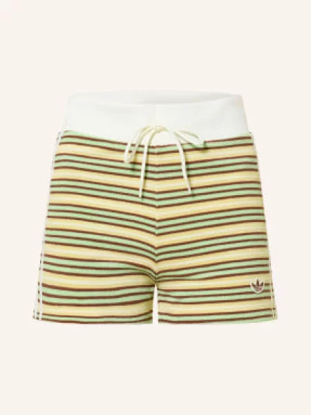 Adidas Originals Froté Šortky Booty S Pruhy světle zelená / hnědá / tmavě žlutá