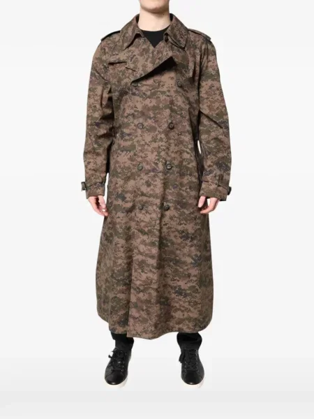 Trenci Dolce & Gabbana cu imagine cu model camuflaj cu două rânduri de nasturi