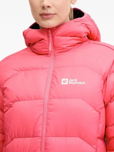 Geacă cu puf Jack Wolfskin cu glugă roz