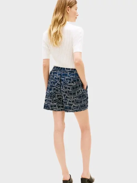 Льняные шорты Tommy Hilfiger с принтом синие