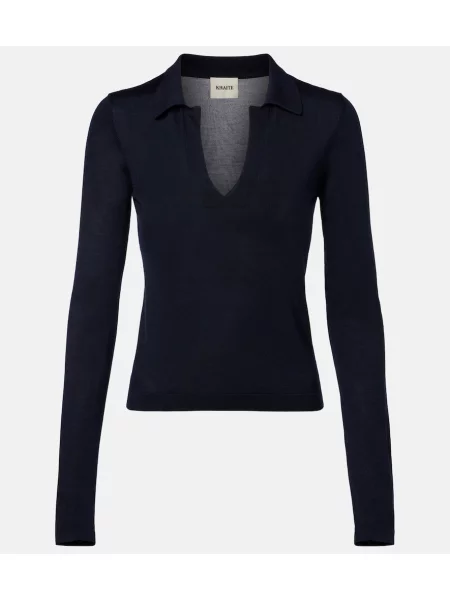 Tricou polo Khaite de mătase albastru