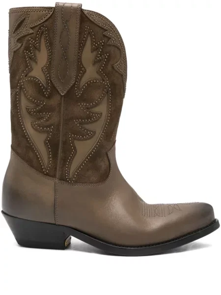 Botine Golden Goose din piele de căprioară auriu