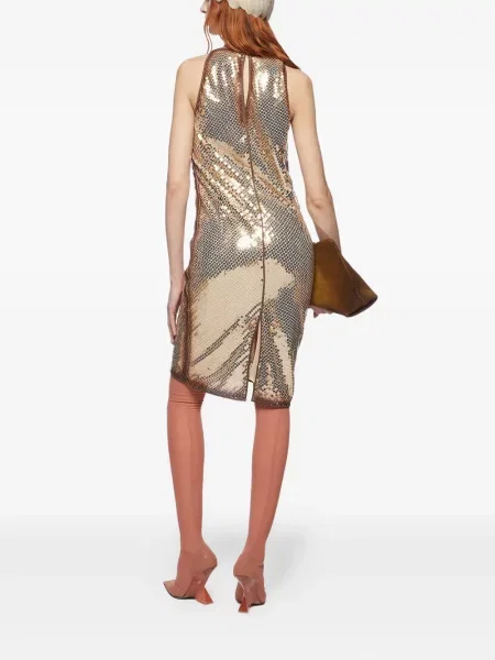 Rochie mini The Attico cu paiete de costum auriu