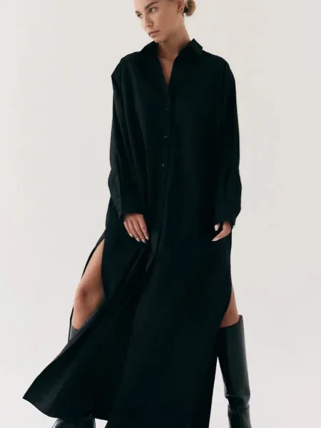 Muuv. srajčna obleka MEIE črna