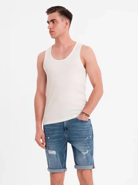 Tricou Ombre cu bretele alb