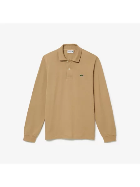 Lacoste Polo Klasyczny Krój Długi Rękaw beżowe