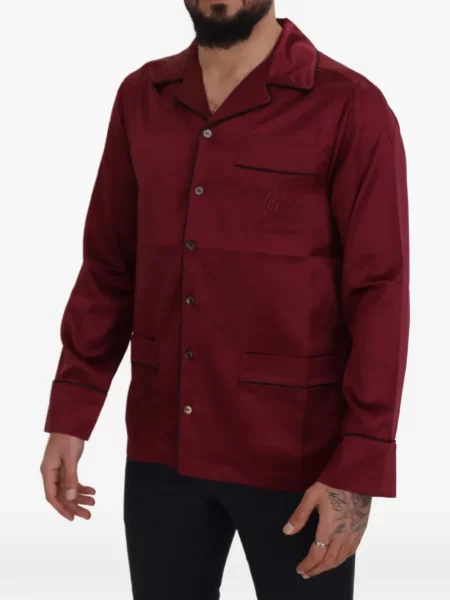 Pijamale Dolce & Gabbana de mătase roșu