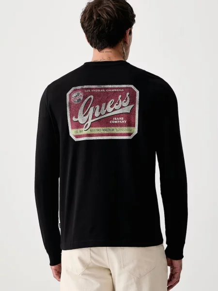 Guess Jeans tričko s dlouhým rukávem černé