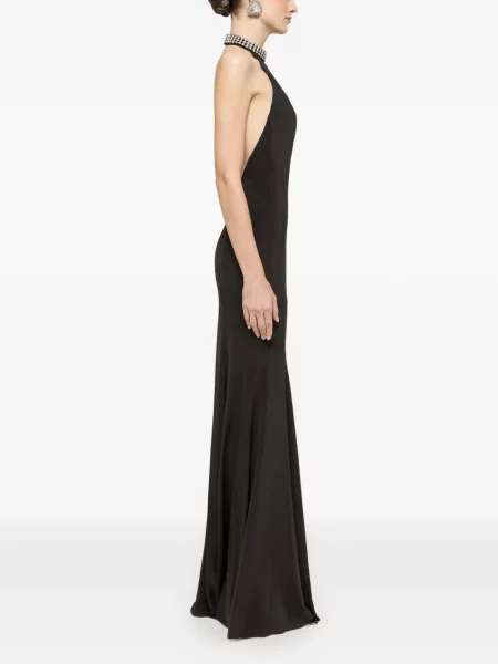 Rochie maxi Nissa cu spatele deschis de costum negru