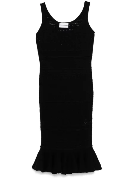 Rochie midi Des Phemmes tricotate ajurata până la genunchi negru