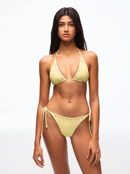 Bershka Brazylijski Dół Od Bikini Z Ćwiekami Kobieta M żółty