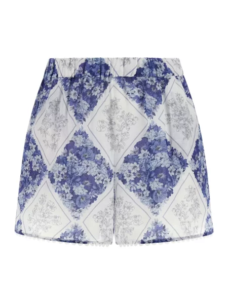 Twinset Szorty Kobieta Wielobarwność Floral Lozenge Ramie Shorts niebieskie