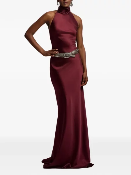Макси рокля Ralph Lauren Collection с халтер деколте червено