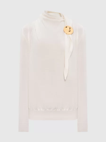 Светр з вовни Jil Sander білий