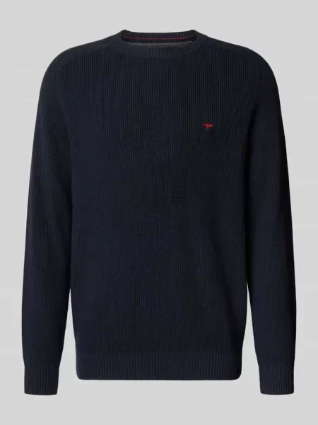 Sweter dzianinowy z czystej bawełny o kroju regular fit Fynch-hatton granatowy