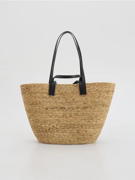 Reserved Pletená shopper taška čierna